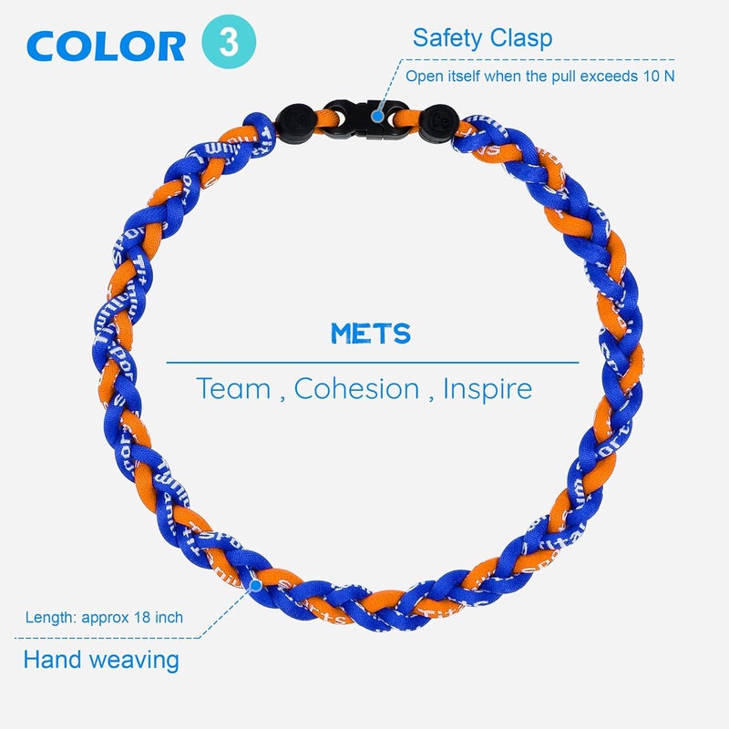 SUPBOMM 3 pcs Baseball Rope Necklaces, League Team Colors Braided Necklace, Baseball Team Gifts - Image 4